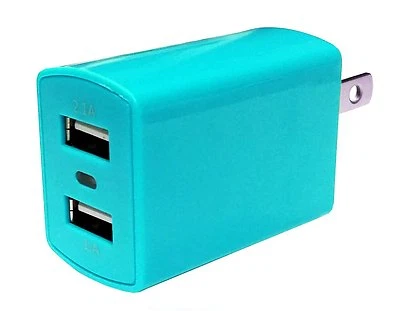 2.1Amp Strong Dual USB Wall Home Travel Charger Accessory Blue for Cell Phones - Image 1 of 3