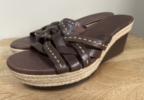 Ugg Australia Classic Addyson sandali con zeppa scarpe in pelle marrone cioccolato 9 5