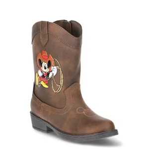 Boys Mickey Mouse Cowboy Boots Size 7 8 9 10 11 or 12 Faux Leather Disney - Picture 1 of 5