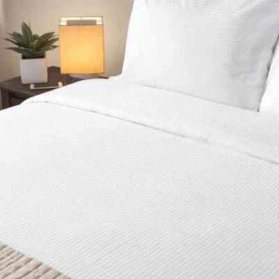 NWOT Sobel Westex Tonal White Stripe Hotel Quality Queen Size Duvet Cover - Image 1 of 2