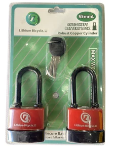 Anti-Theft Battery Lock, Copper Cylinder, Anti-Cut Shackle, Tri-Hard Steel Body - Picture 1 of 5