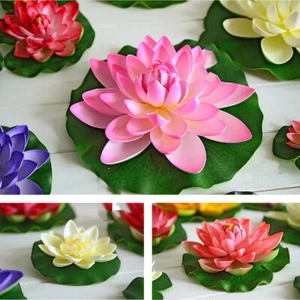 5pcs Artificial Lotus Water Lily Flower Floating Pool Pond Eternal Plant - Picture 1 of 14