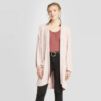 Cárdigan para mujer manga larga con bolsillo frontal abierto ribete de encaje rosa hilaration nuevo con etiquetas Foto 1 de 2