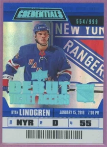 2019-20 UD CREDENTIALS DEBUT TICKET ACCESS ROOKIE RYAN LINDGREN #62 #'d 554/999 - Picture 1 of 1