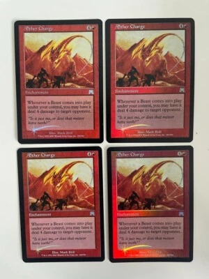 MTG 4X FOIL ONSLAUGHT AETHER CHARGE NM MAGIC THE GATHERING RED UNCOMMON ENCHANT - Image 1 of 4