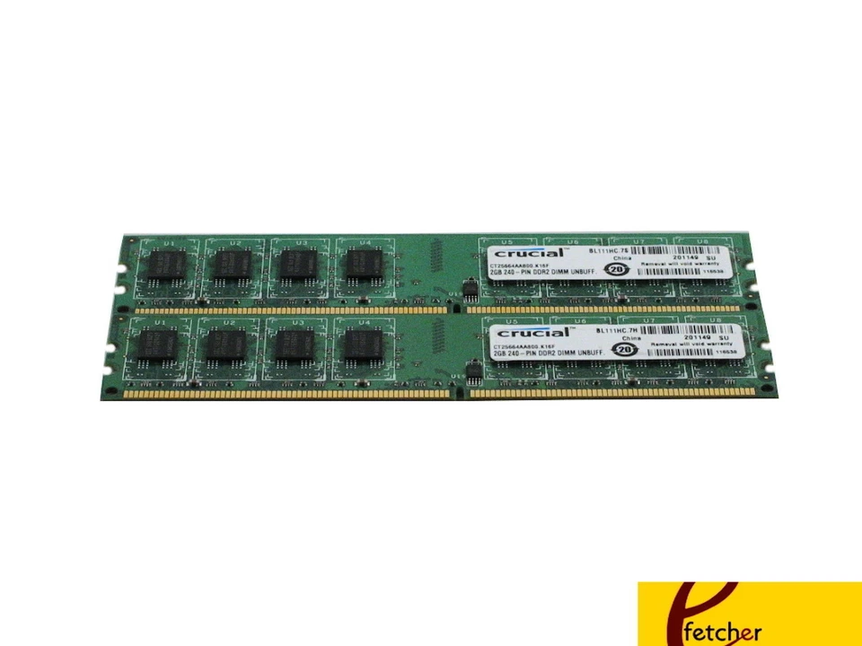 Crucial 4GB (2 X2GB) DDR2 800  PC2-6400 DDR2 DIMM - CT2KIT25664AA800 For Desktop - Image 1 of 1