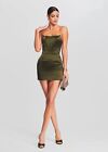 retrofete Easton Dress Army Green Mini Satin Chain Straps M NWOT $365
