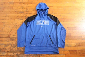 L NIKE ELITE Spellout THERMA-FIT Blue Pullover Running Workout Warmup Hoodie - Picture 1 of 9