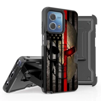 AMERICAN FLAG SPARTAN STAND Case Cover + HOLSTER For Moto G STYLUS 5G G Power 5G - Image 1 of 2