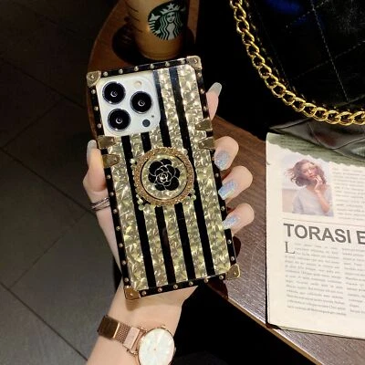 Luxury Phantom Flower Glitter Ring Holder Shockproof Back Case For Various Phone - Image 1 of 4