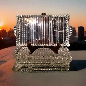 6 Hazel Atlas Orchard Crystal Party Set Snack 6 Plates Trays Vintage 11"L x 6"W - Picture 1 of 4