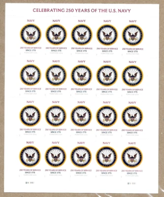 THE US NAVY 2025 SCOTT#6011 CELEBRATING 250 YEARS XF FOREVER STAMP SHEET SEALED - Image 1 of 4