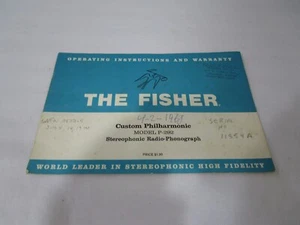 The Fisher P-292 Custom Philharmonic Bedienungsanleitung -- Cool! - Bild 1 von 1