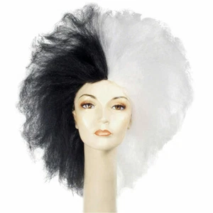 Cruella Blk/Wht Big & Full Synthetic Hair Movie Character Halloween Costume Wig - Picture 1 of 1