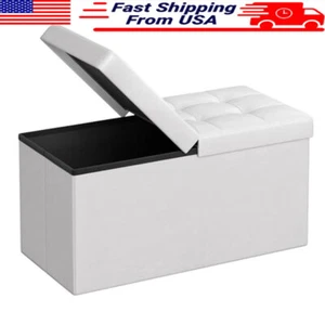 Folding Storage Ottoman Bench Collapsible Flip Lid Large Capacity Footstool New - Picture 1 of 5