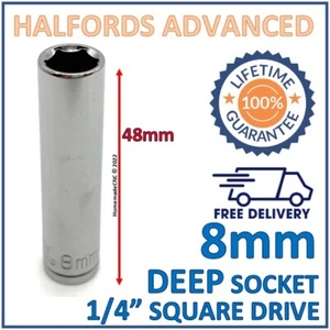 Toma profunda de 6 puntos Halfords Advanced 8 mm 1/4" de accionamiento cuadrado - garantía de por vida - Imagen 1 de 5