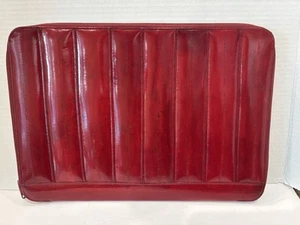 Vintage rotes Aalleder Portfolio Wildleder innen umlaufender Reißverschluss - Bild 1 von 5