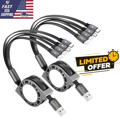 2Pack Multi Charging Cable 4 in 1 5Ft Retractable iPhone Charger Cable Multi ... - Image 1 of 4