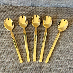 Juego de 5 cucharaditas doradas GIVENCHY acero inoxidable 18-8 YAMAKA Japón 4,9" sin usar - Imagen 1 de 7