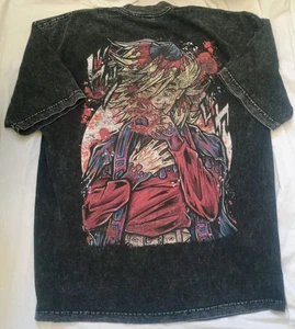 RARA T-shirt Demon Slayer Doma Distressed grafica lavata nera uomo XL - Foto 1 di 10