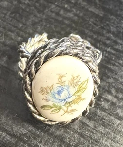 Sarah Coventry Ring Vintage 1975 blau rose silber verstellbar - Bild 1 von 6