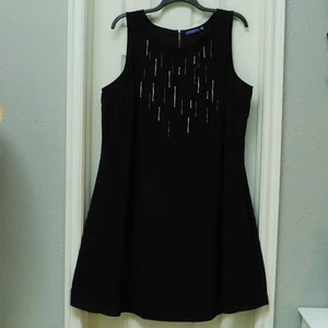 APT. 9 Embroidered Beaded Dress Zipper Black A-Line Tank Knee Length 2X NWT - Picture 1 of 12