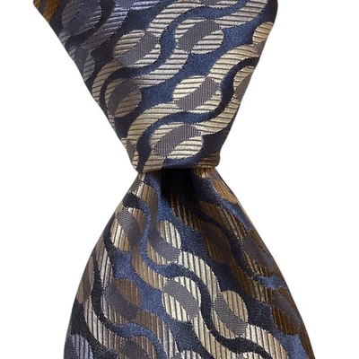 JOHN W. NORDSTROM Men's Silk XL Necktie ITALY Designer Geometric Blue/Brown EUC - Image 1 of 3