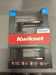 Kwikset Singapore Square Satin Nickel Bett Bad Türgriff mit Microban & Schloss - Bild 1 von 2