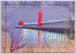 Postkarte Grand Haven South Pierhead Leuchttürme Michigan - John Penrod - Bild 1 von 2