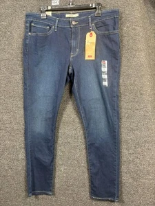 Levi’s 711 Skinny Jeans Womens 16 Short W33xL28 Blue Mid Rise Stretch Denim - Picture 1 of 10