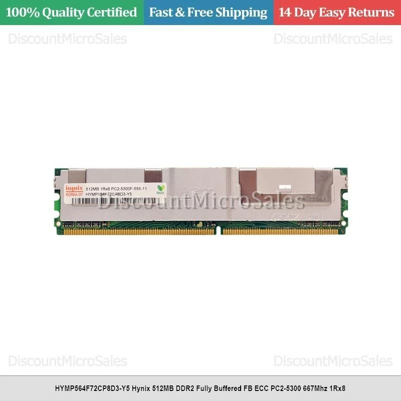 HYMP564F72CP8D3-Y5 Hynix 512MB DDR2 Fully Buffered FB ECC PC2-5300 667Mhz 1Rx8 - Image 1 of 1