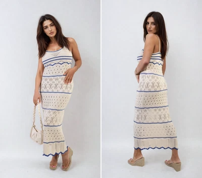 iKrush длинный вязаный полоски Cami платье обтяжку Summer вязаный макси длина - Изображение 1 из 3