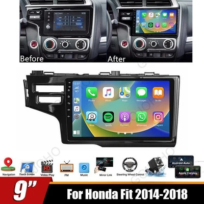 Android Stereo 9 Inch 2 din Radio Carplay Bluetooth GPS Mit Blende Honda Fit - Bild 1 von 4