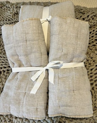 Funda nórdica Pottery Barn lino belga gofre y 2 fundas ~ King Foto 1 de 3