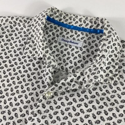 Tommy Bahama Button Down Shirt Mens Large Silk Cotton A-Fish-Ionado Camp Print - Image 1 of 4