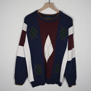 Vintage Croft & Barrow Argyle Striped Multicolor Sweater Men's Large 22x27 - Picture 1 of 13