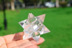 2.8" Natural Clear quartz Merkaba hand carved Crystal figurine Reiki decor 1pc - Picture 1 of 12