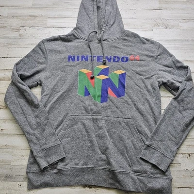 Nintendo 64 N64 Sudadera con Capucha Pullover Gris Estampado Gráfico Juegos Adulto MED Foto 1 de 4