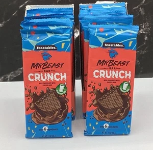 Lot of 25 bars Mr Beast Feastables CRUNCH Milk Chocolate Puffed Rice Bar 1.24 oz - Picture 1 of 1