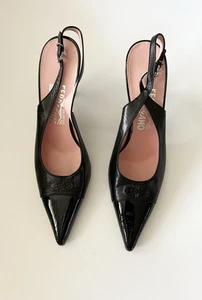 Salvatore Ferragamo Carisa Slingback Heels Cap Toe Pump Sz 37 $550 - Picture 1 of 9