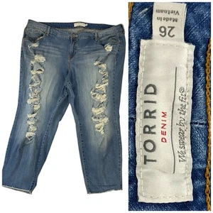 Pantalones de mezclilla para mujer Torrid talla 26 desgastados pierna recta rock festival elásticos - Imagen 1 de 12