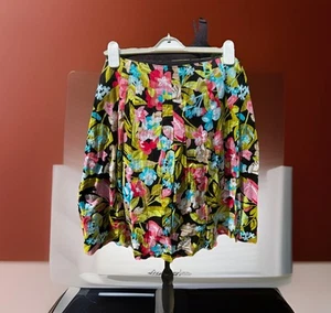 Talbots Black Tropical Floral Skirt Size 14 Knee Length Side Zipper - Picture 1 of 6