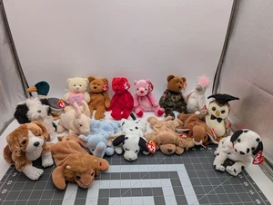 Ty Beanie Babies Plush Lot Bears Wild Farm Dogs - Picture 1 of 8