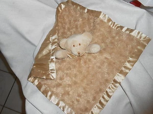 BLANKETS BEYOND PLUSH TAN TEDDY BEAR LOVEY SATIN BLANKET 15" SWIRL SECURITY - Picture 1 of 2