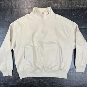 NWT Zara Quarter Zip Beige High Neck Long Sleeve Sweatshirt Men's Size M - Picture 1 of 6