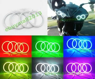 BT Clear RGB Halo Rings for Yamaha YZF R6 R6S 2010 Headlamp Demon Angel Eyes DRL - Image 1 of 4