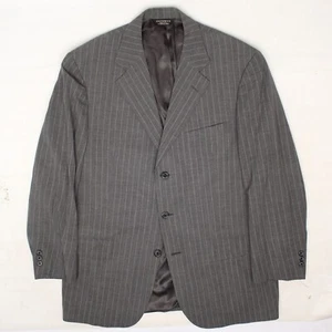 Southwick Mens Suit 42R 36x29 Gray Stripe Wool 3 Button Jacket Pleated Pants USA - Picture 1 of 15