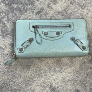 Balenciaga Zip Around Classic Continental Long Wallet Baby Blue Leather - Bild 1 von 16