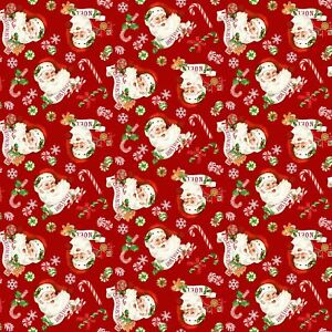 Christmas Fabric BTY Northcott Peppermint Candy Santa Red DP24624-24 