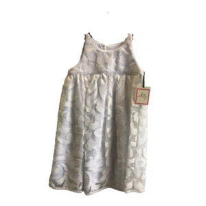 Milly Minis Girls Piped Lace Dress, White, Size 4 - Picture 1 of 1